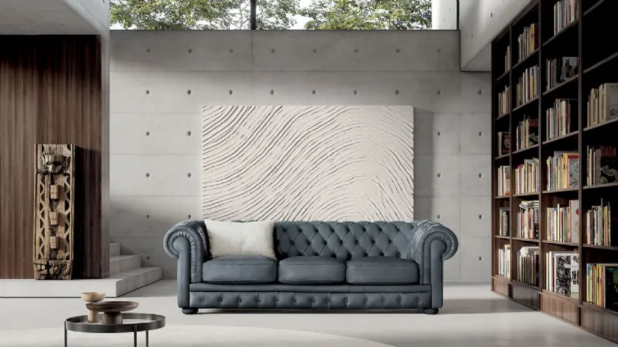 Alioth leather capitonné sofa