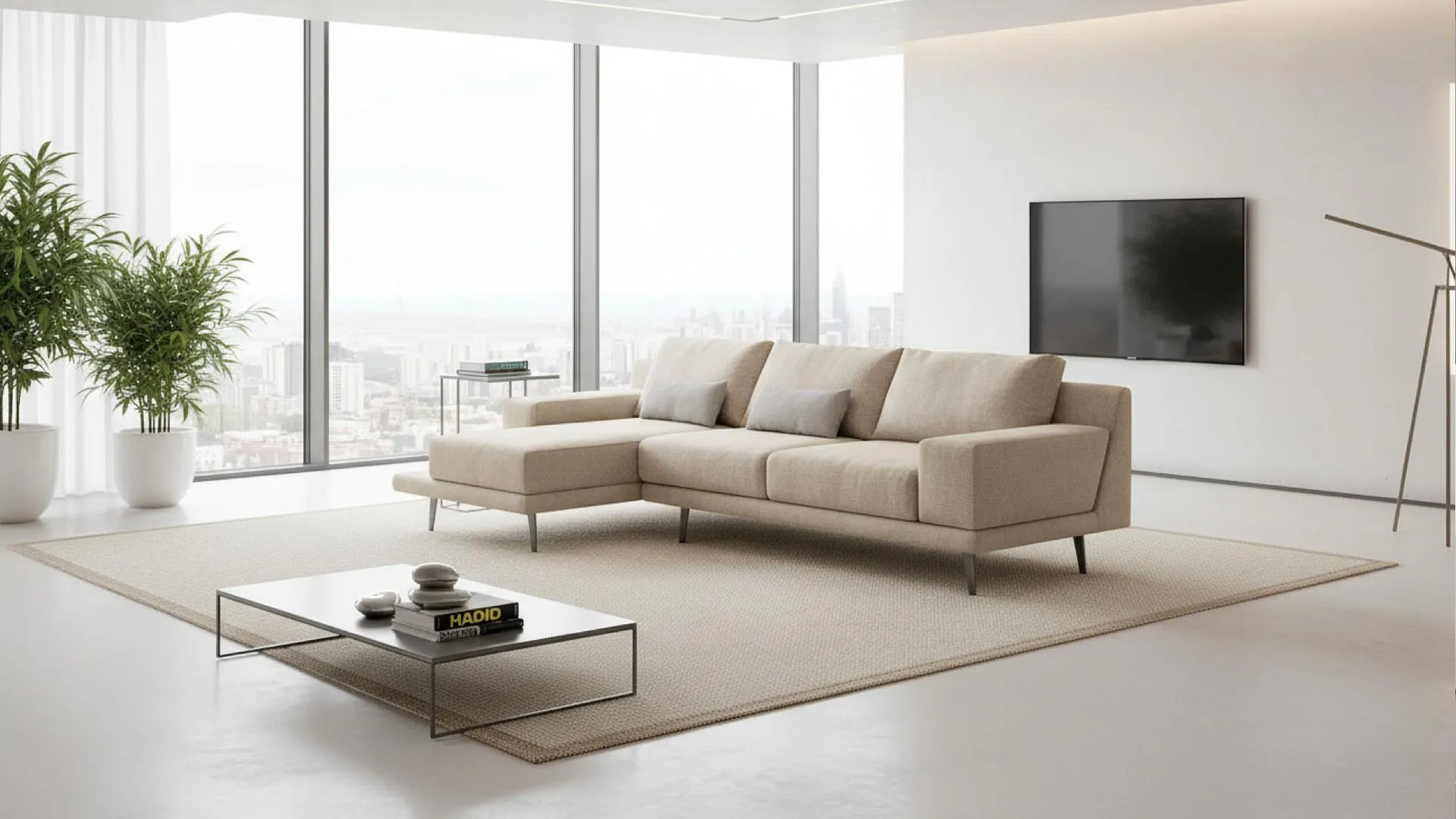 Modern white beige sofa
