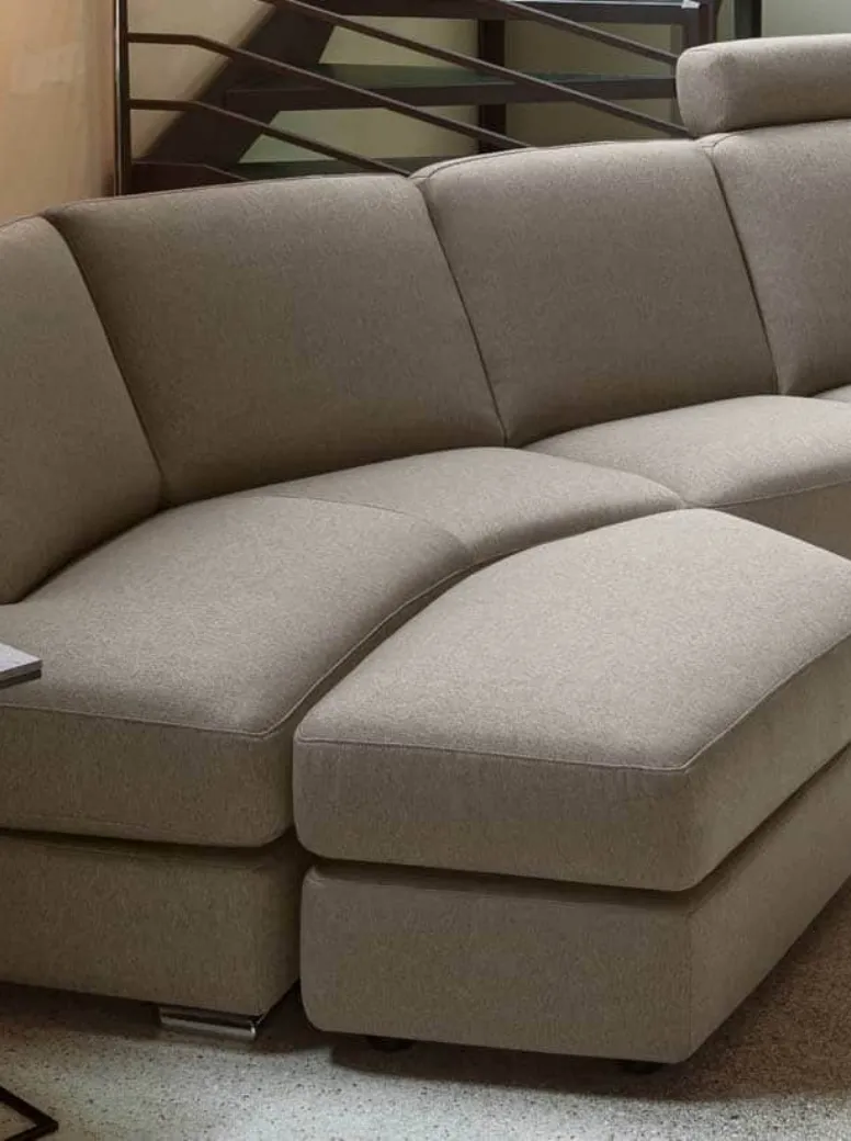 Dylan sofa with chaise longue and shaped ottoman.