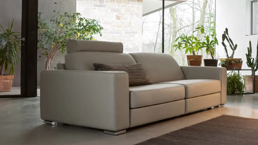 two seater sofa in light leather Dylan