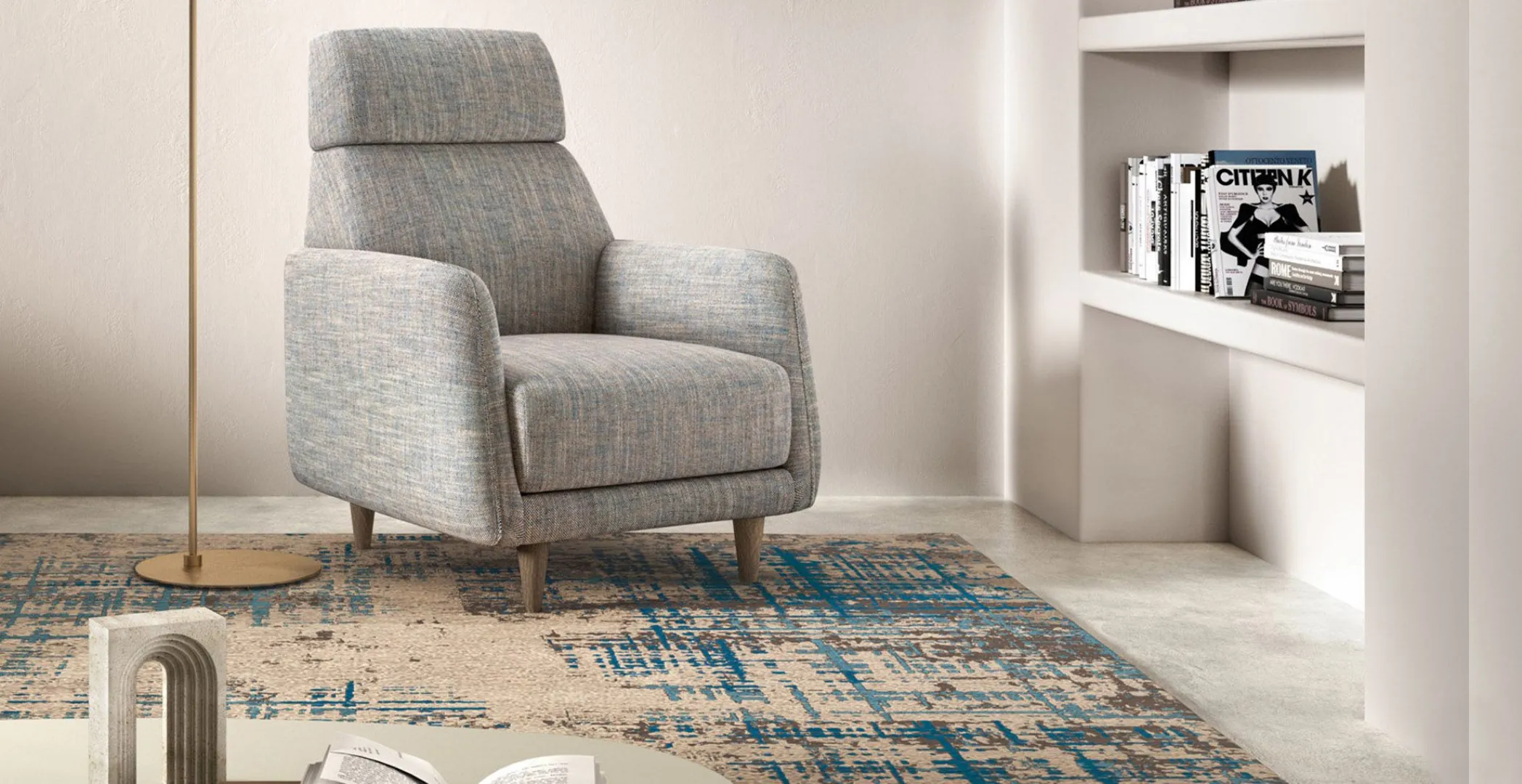multicoloured blue and beige carpet