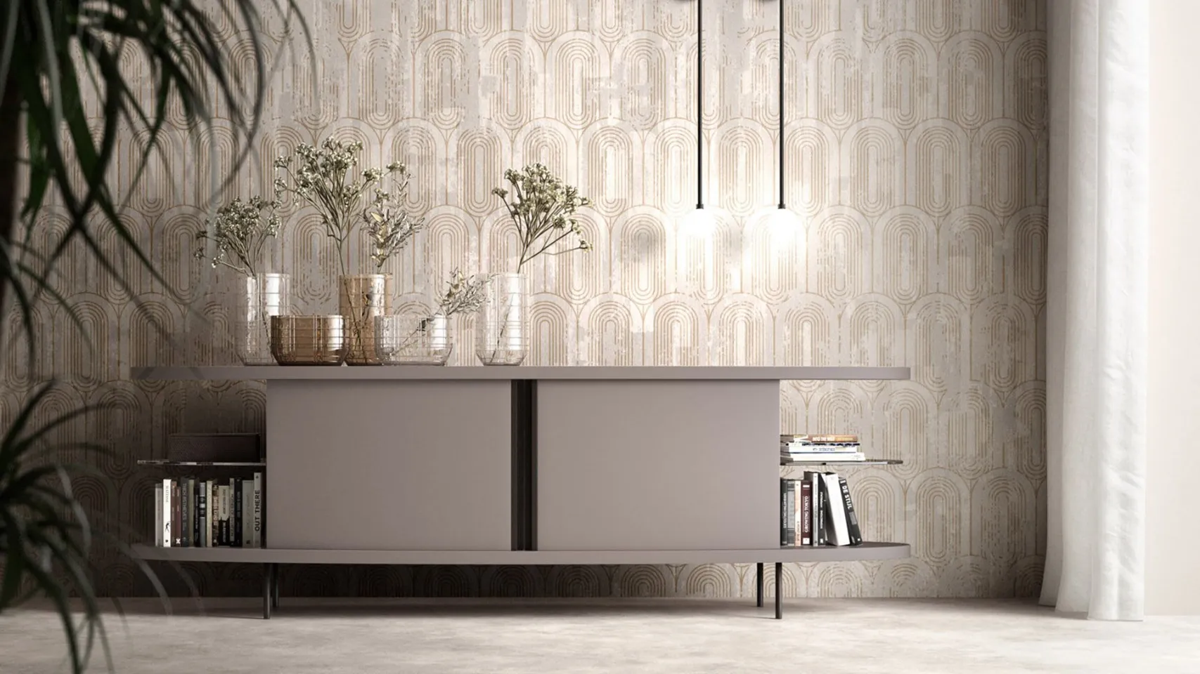linear oval sideboard beverly