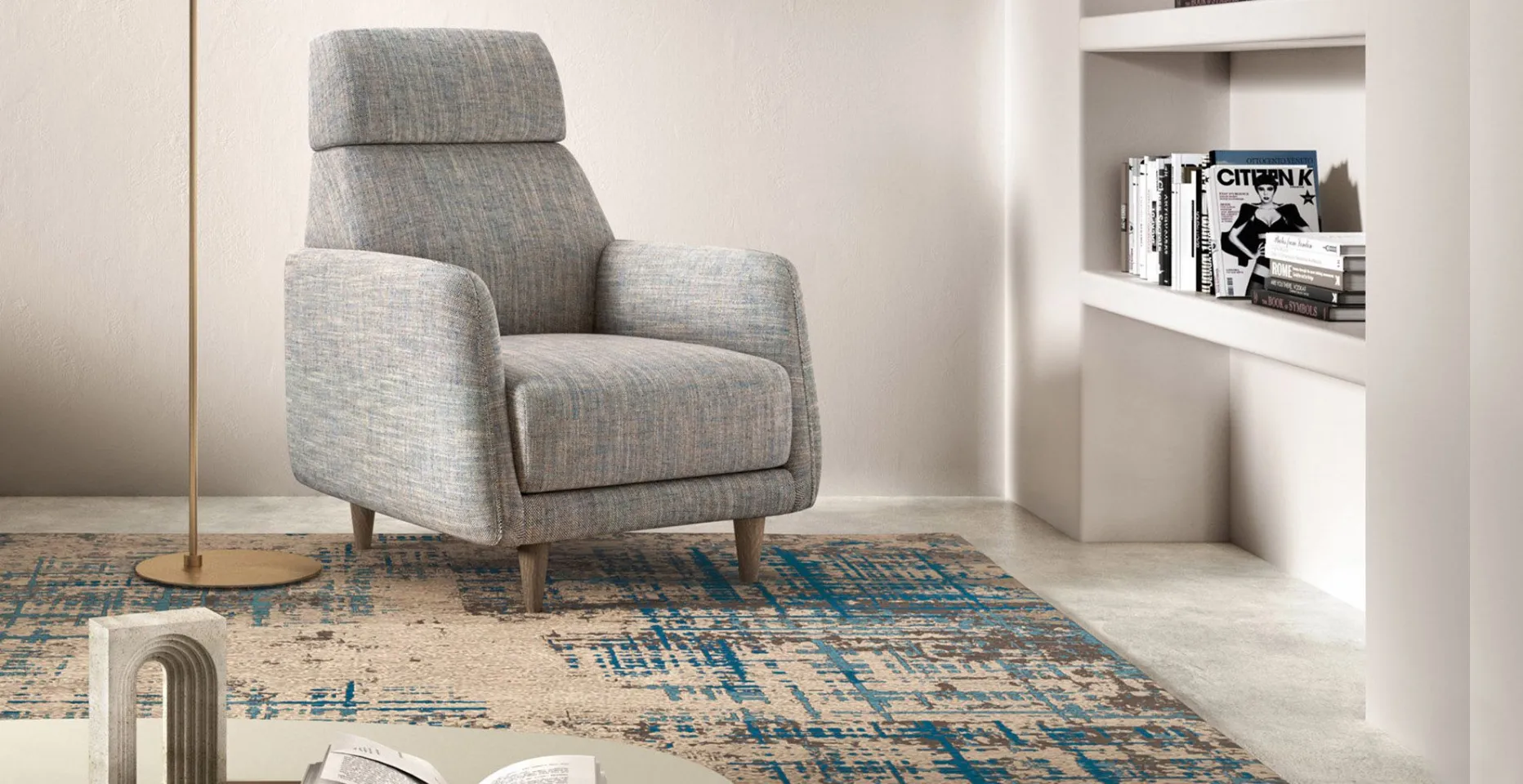 multicoloured blue and beige carpet