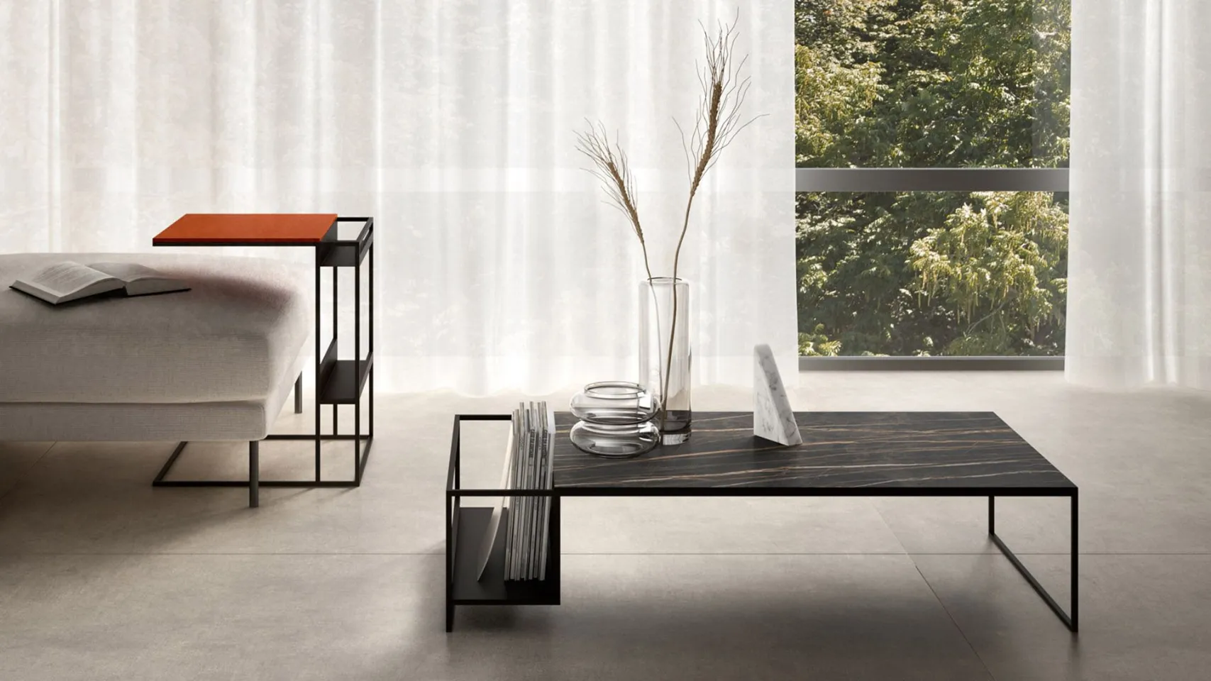 design coffee table with storage trays