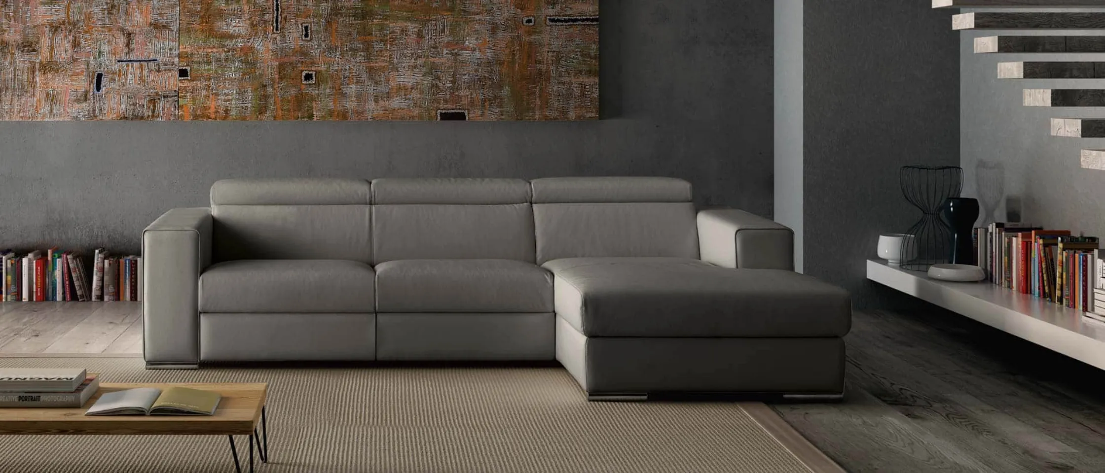 Black leather sofa Ray.