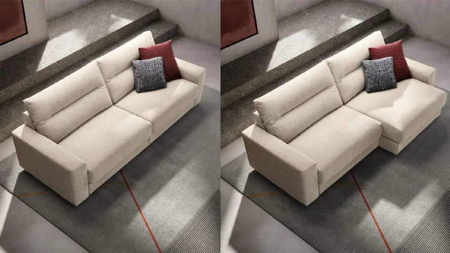 Samir sofa with independently extendable seats.