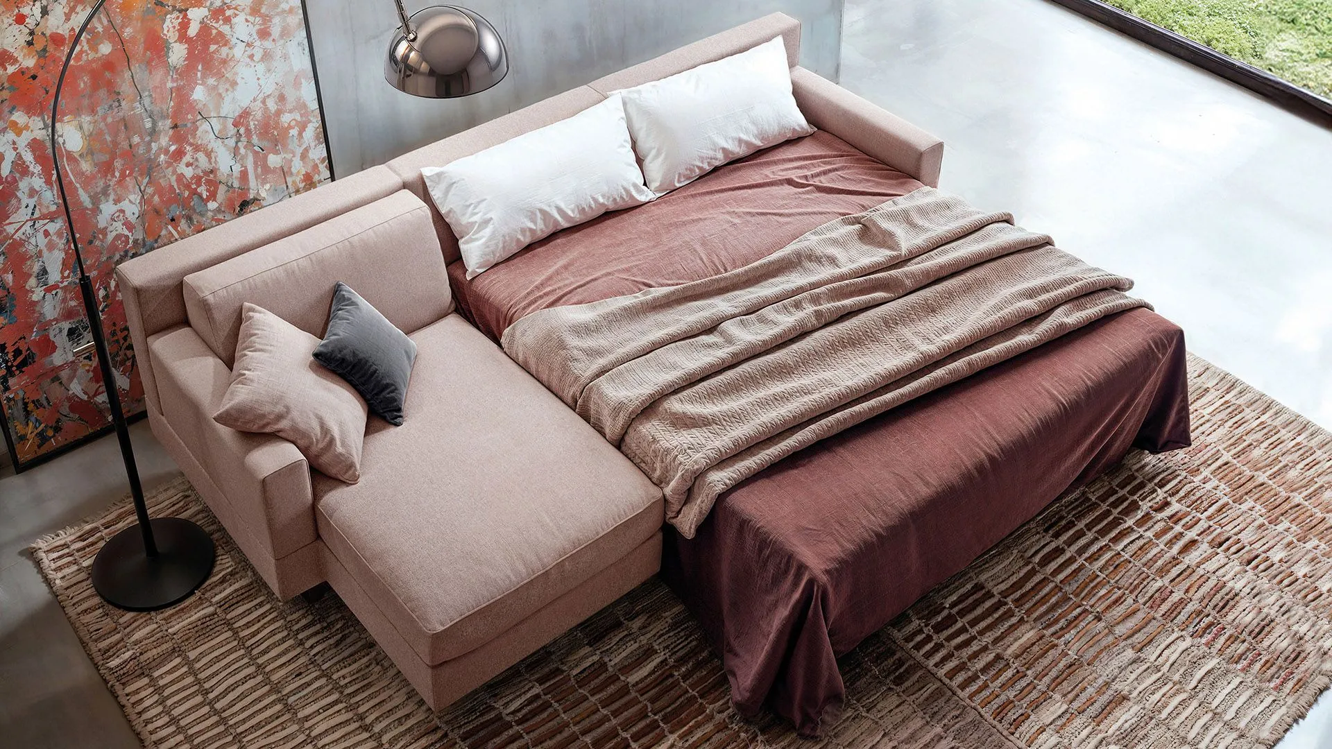 Theseus composition bed with peninsula