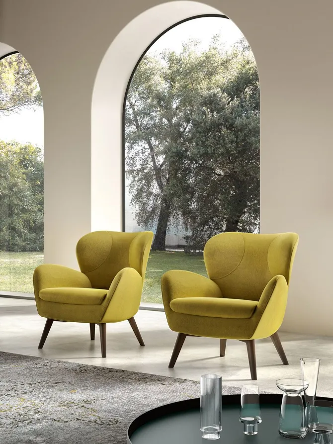 armchairs with wrap-around shapes