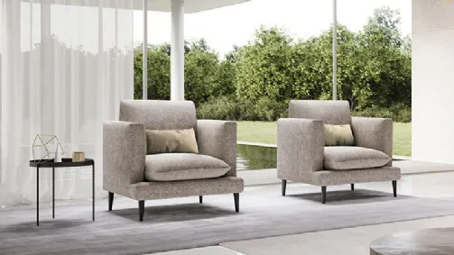 armchairs in light fabric