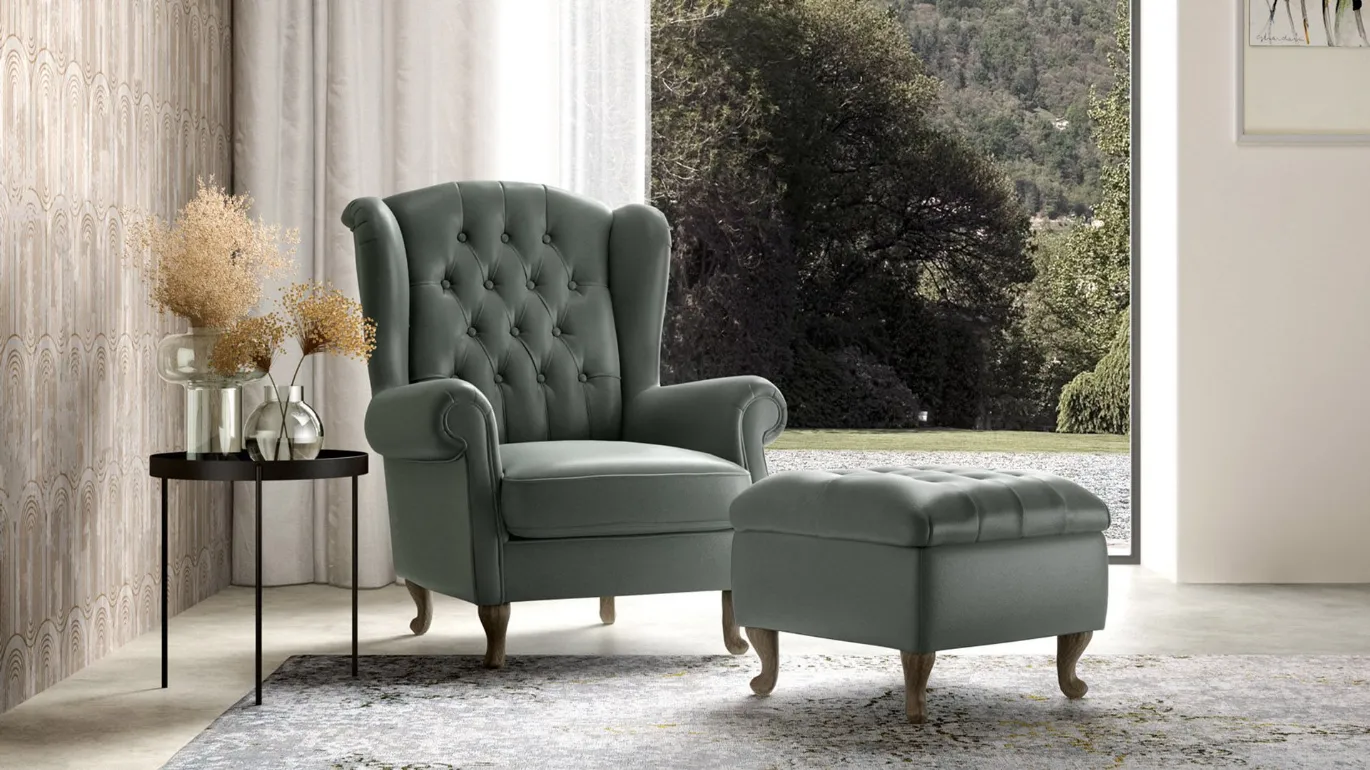 bergère tufted armchair