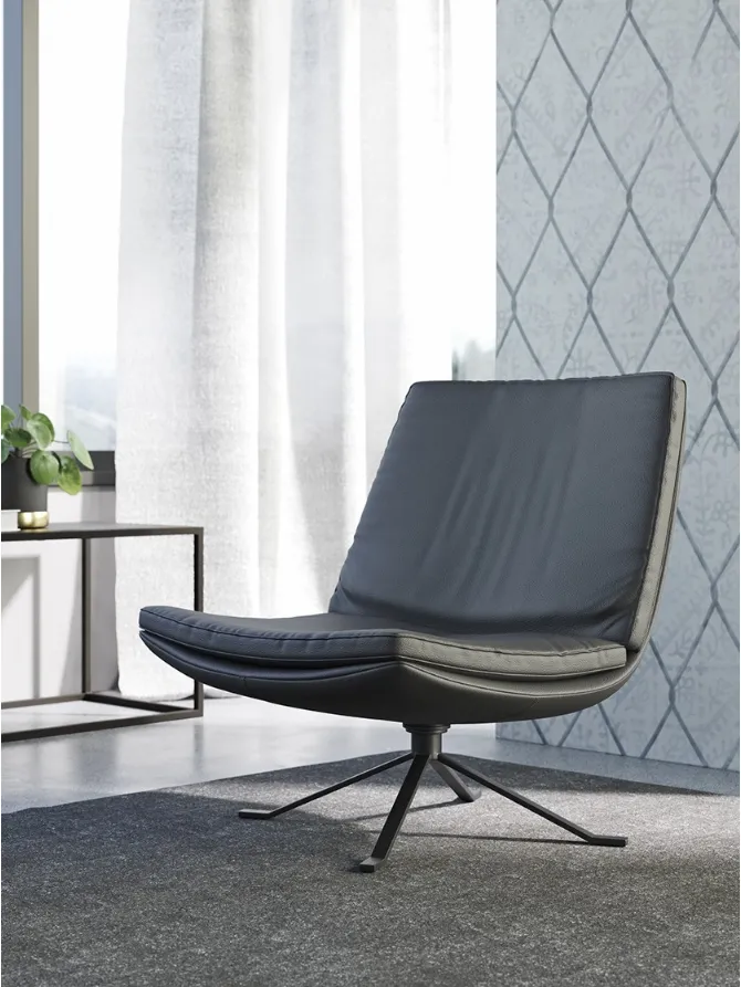 swivel armchair in kelly leather