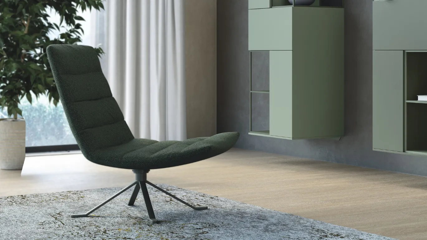 Lounge fabric swivel armchair