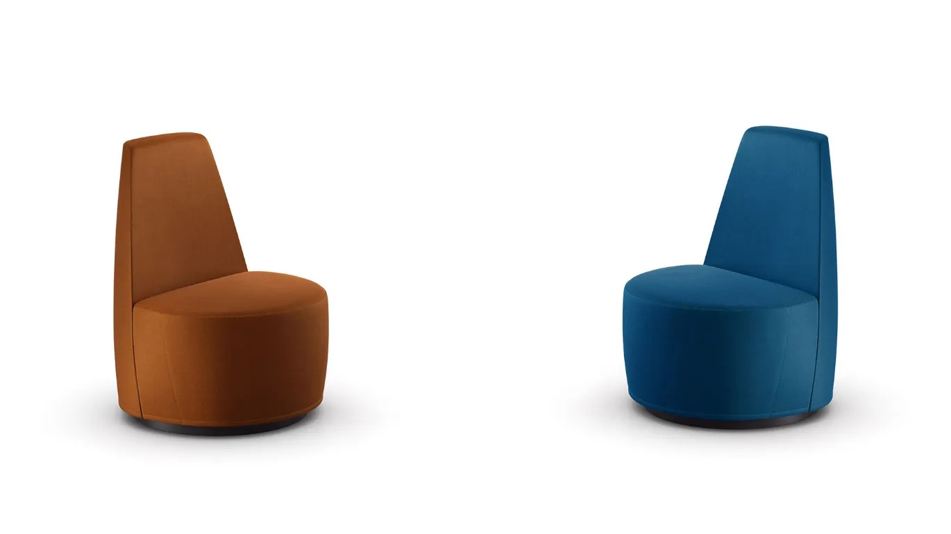 circular-shaped armchairs