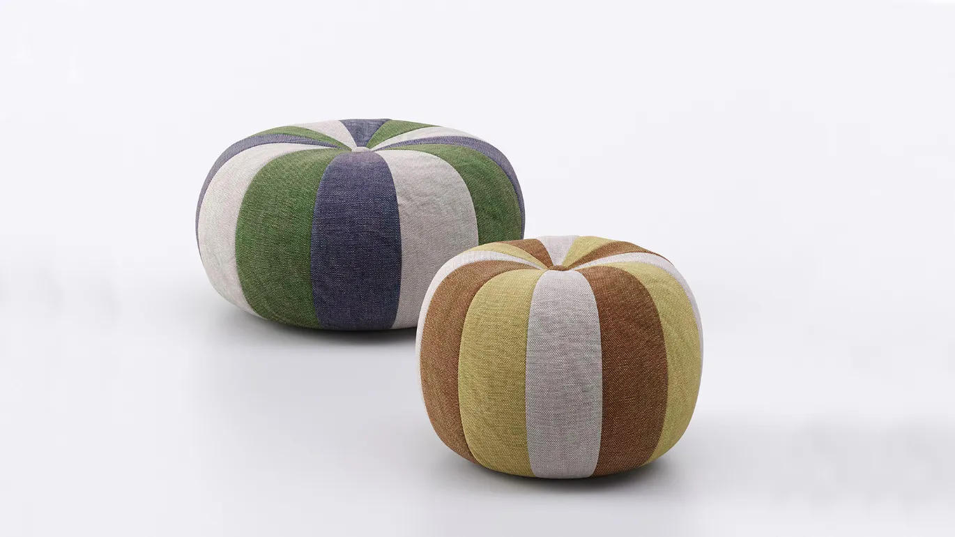 Bound colored pouf