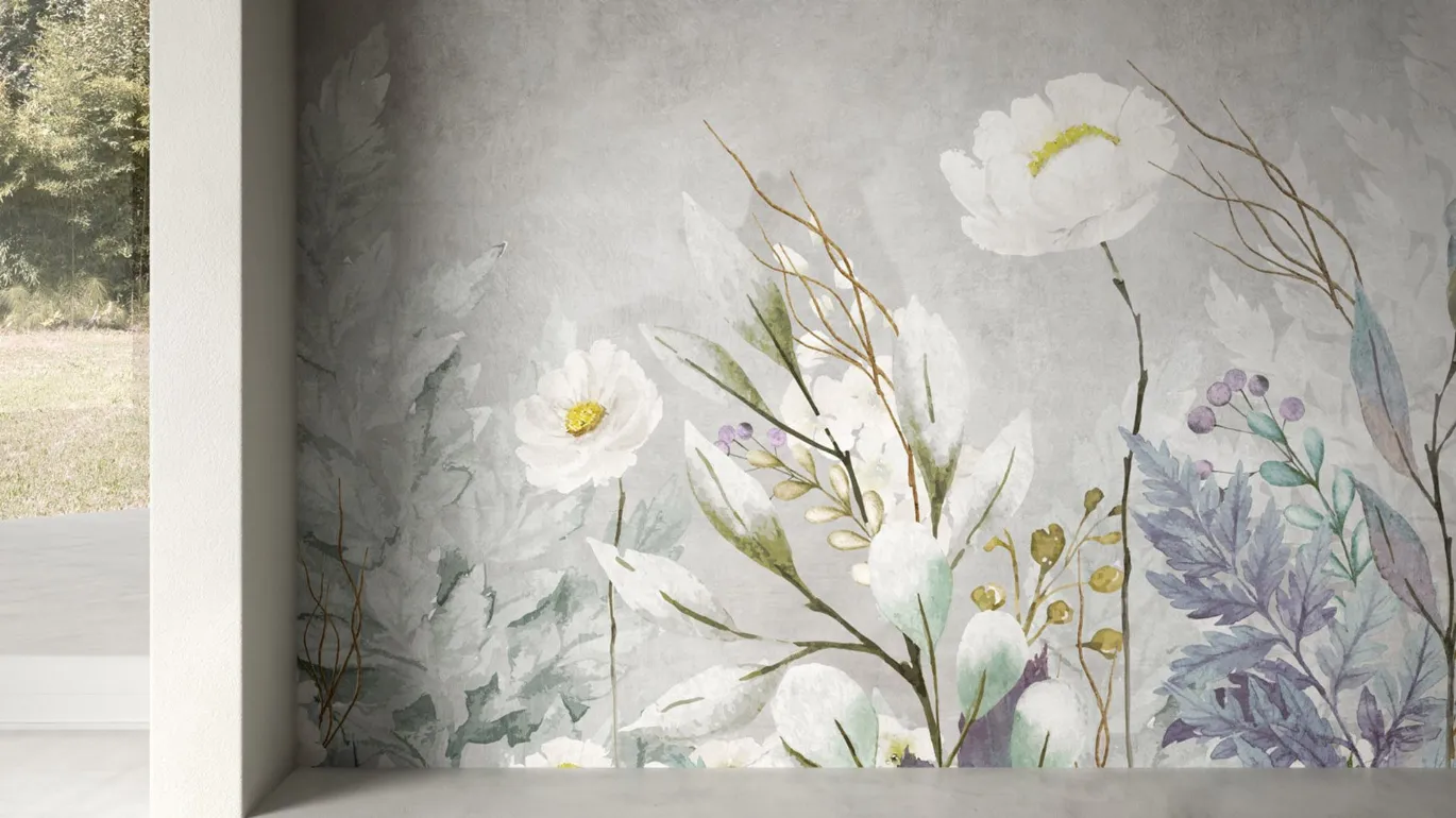 wallpaper with white flowers