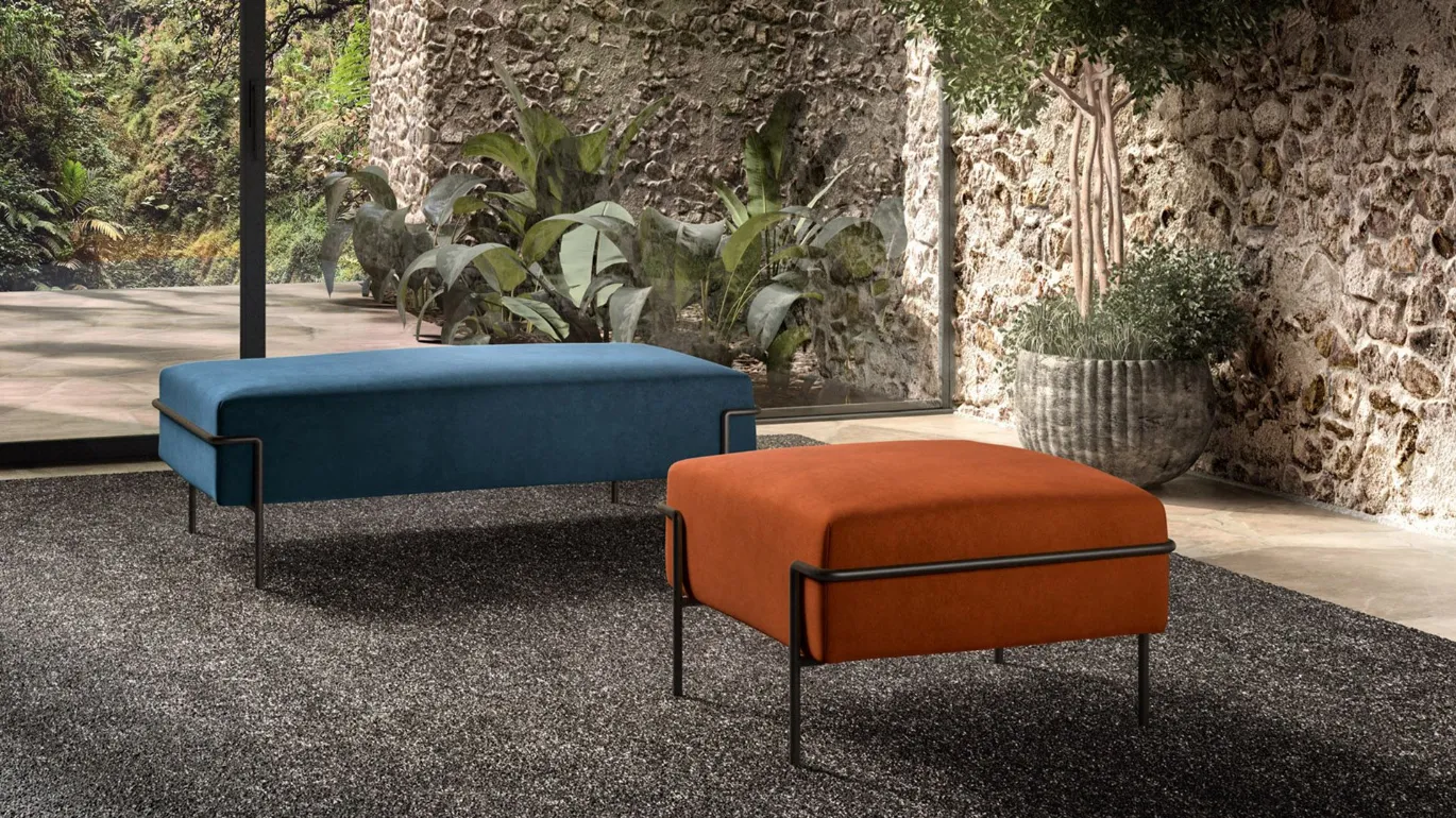 pair of modern poufs