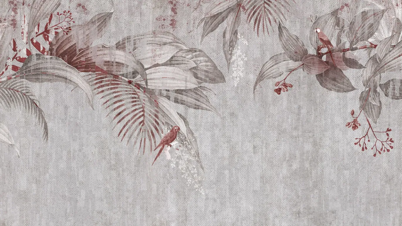  wallpaper with leaves and parrots