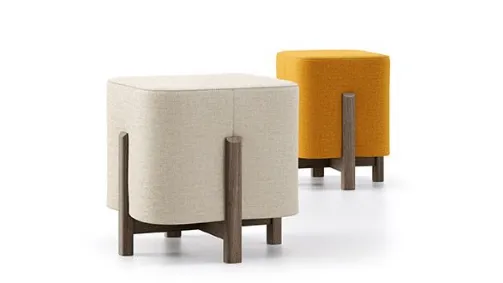 kip pouf in fabric with wooden base