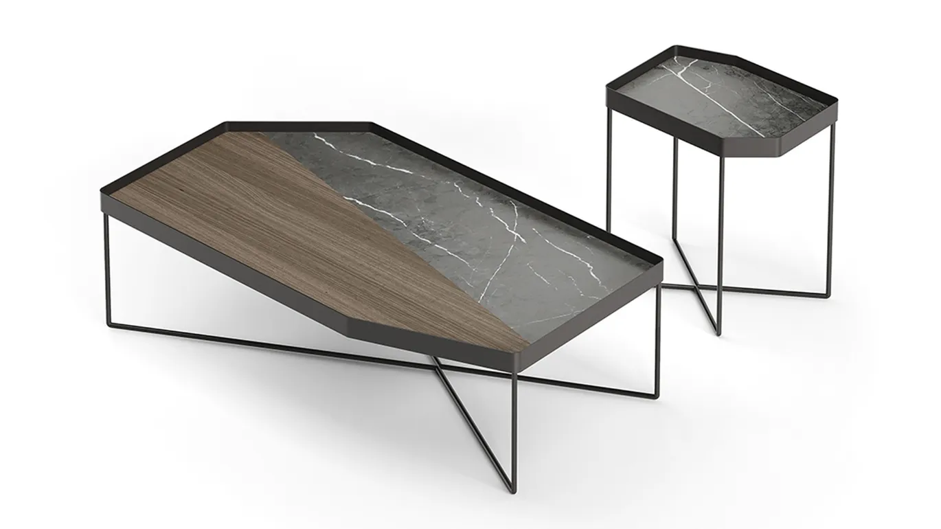 kirk metal and stone coffee table