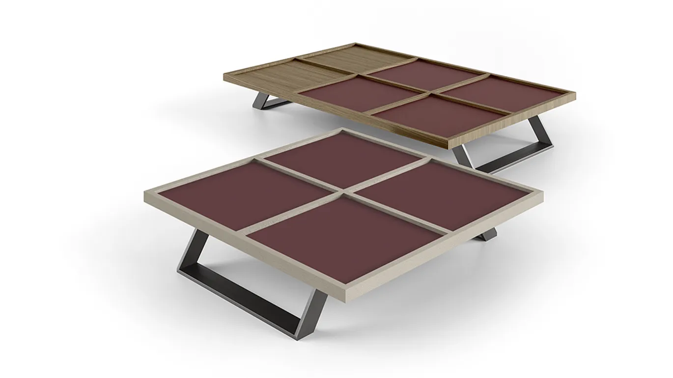 otis coffee table with lacquered inserts