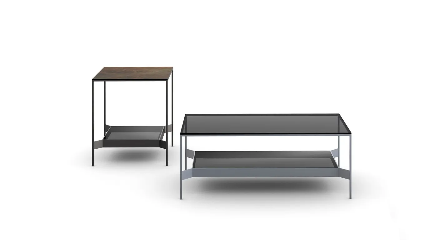 Modern design coffee tables with double shelf