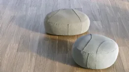 shaped poufs in stone fabric