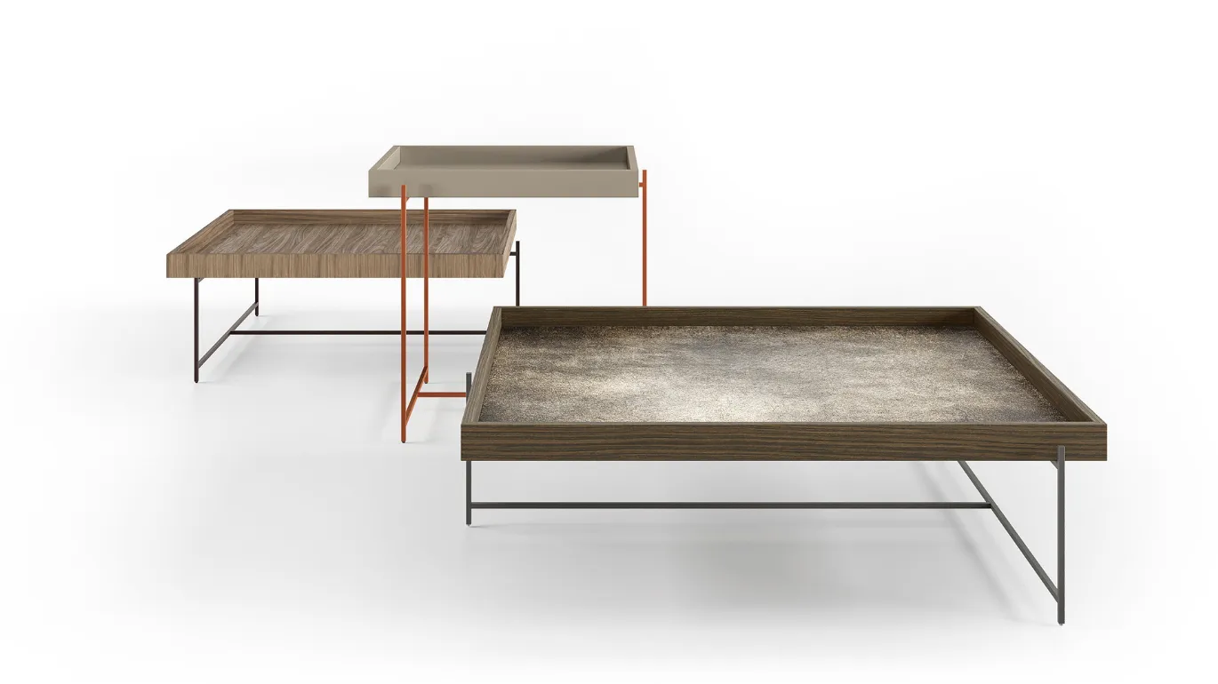 minimal coffee table with terry tray