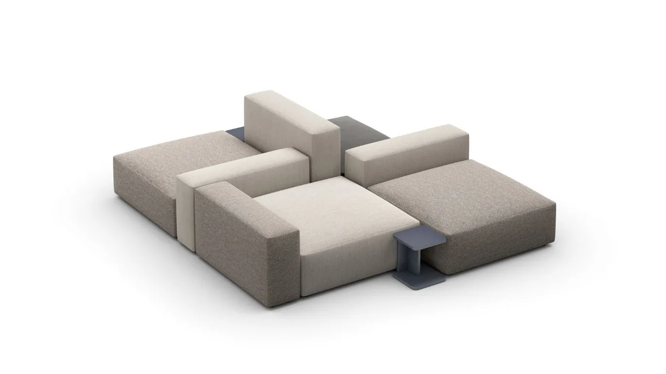 modular with pouf and side tables