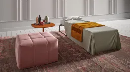 open quilted pouf bed