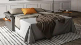 gray open sofa bed