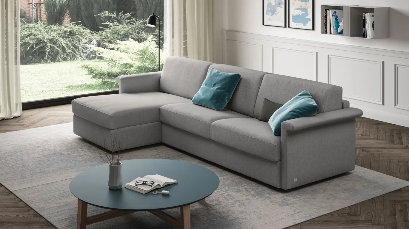 sofa bed with storage peninsula