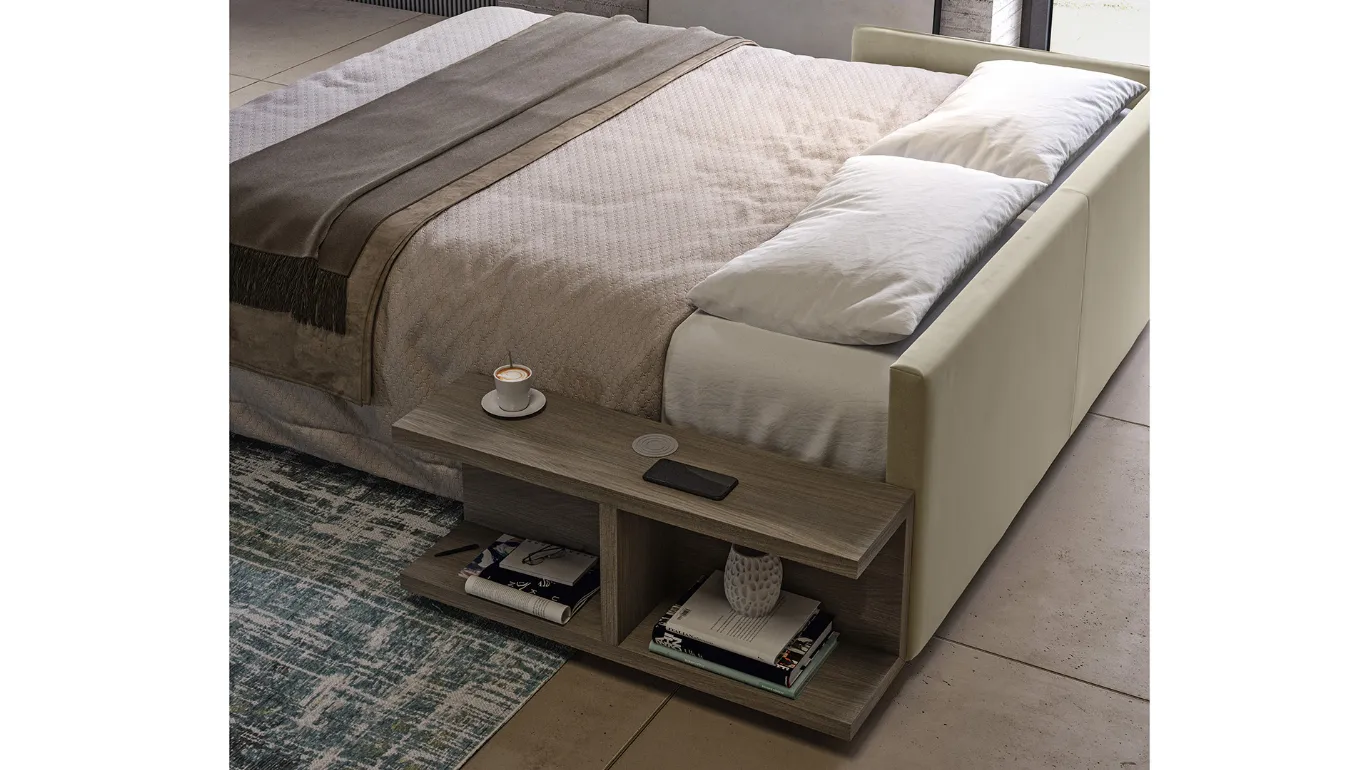 open sofa bed with bedside table