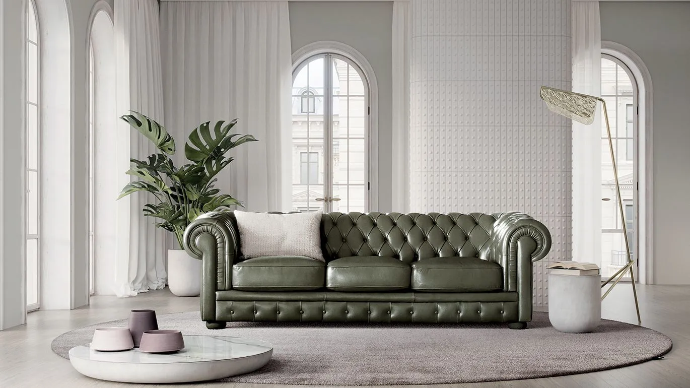 chesterfield linear three-seater sofa Alioth