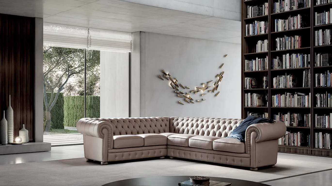 Alioth divano angolare chesterfield in pelle