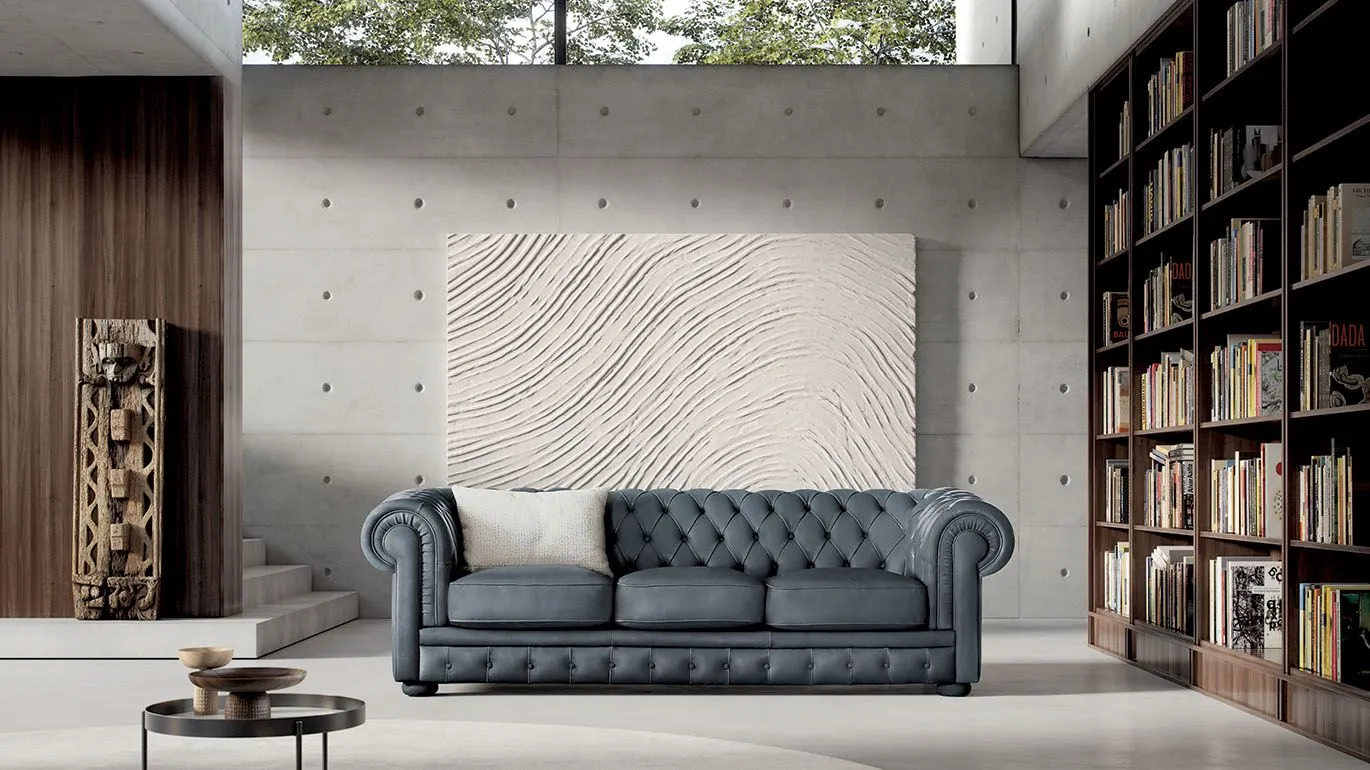 Alioth leather capitonné sofa