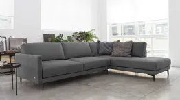 dark leather sofa with Bart corner terminal