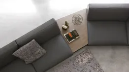 detail of coffee table built into Bart sofa