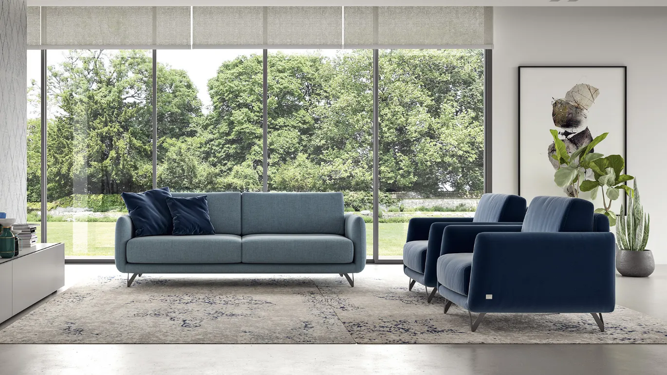 pair of armchairs and sofa in Bristol fabric
