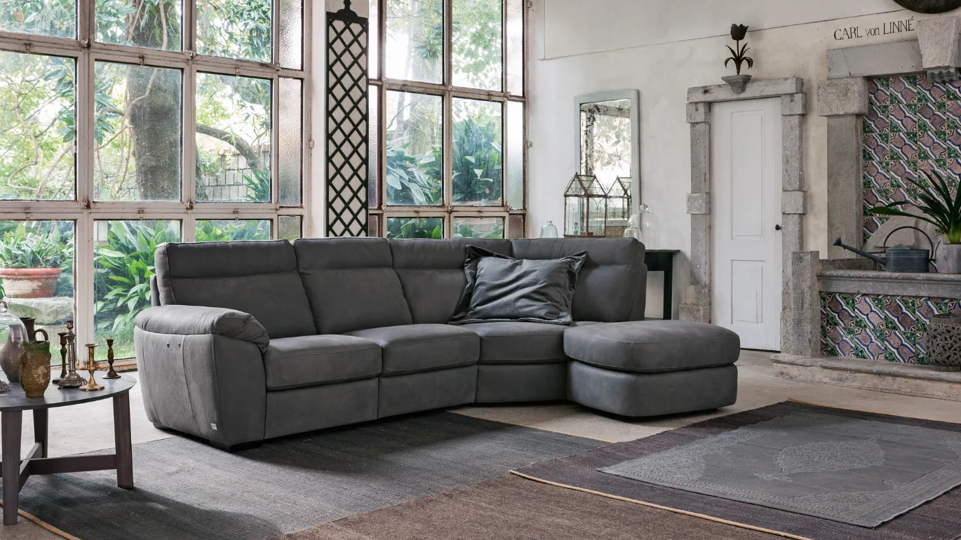 leather sofa with Charles shaped terminal