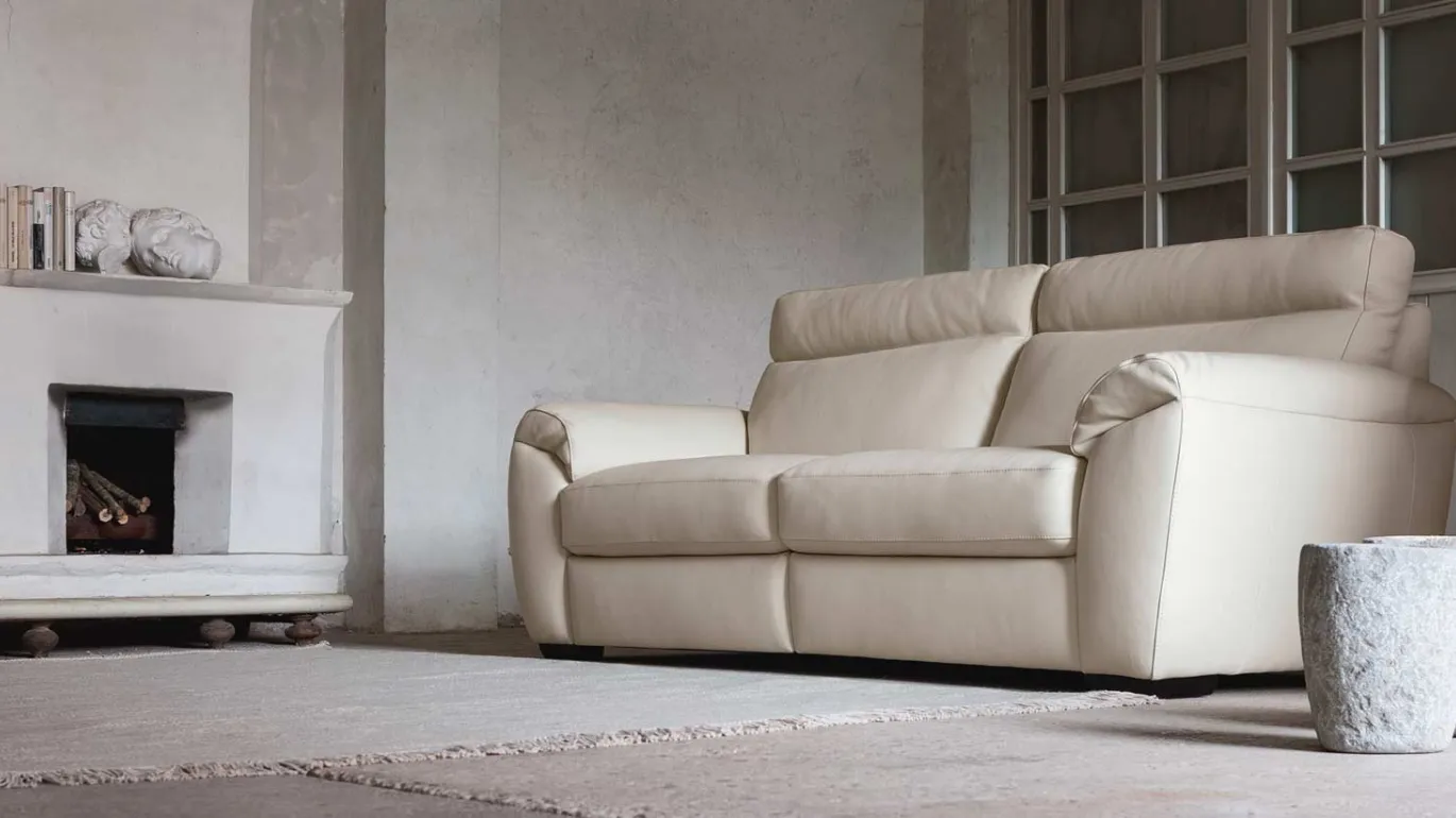 Charles white leather sofa