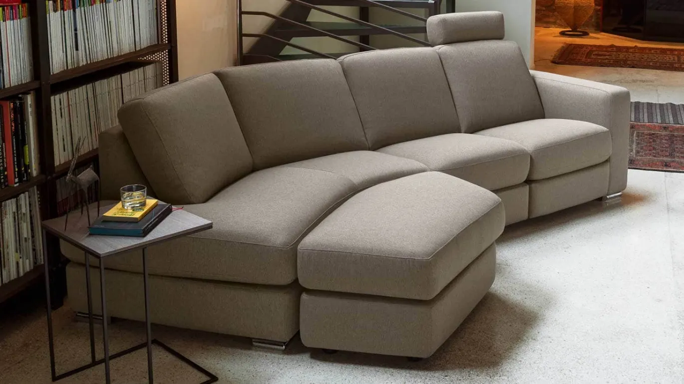 Dylan sofa with terminal and shaped pouf