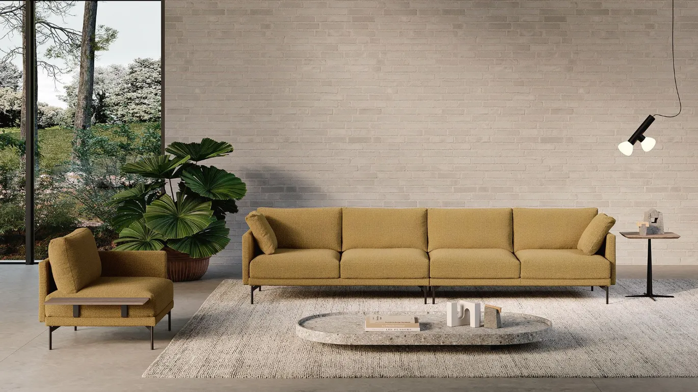 Freedom linear sofa with coffee table