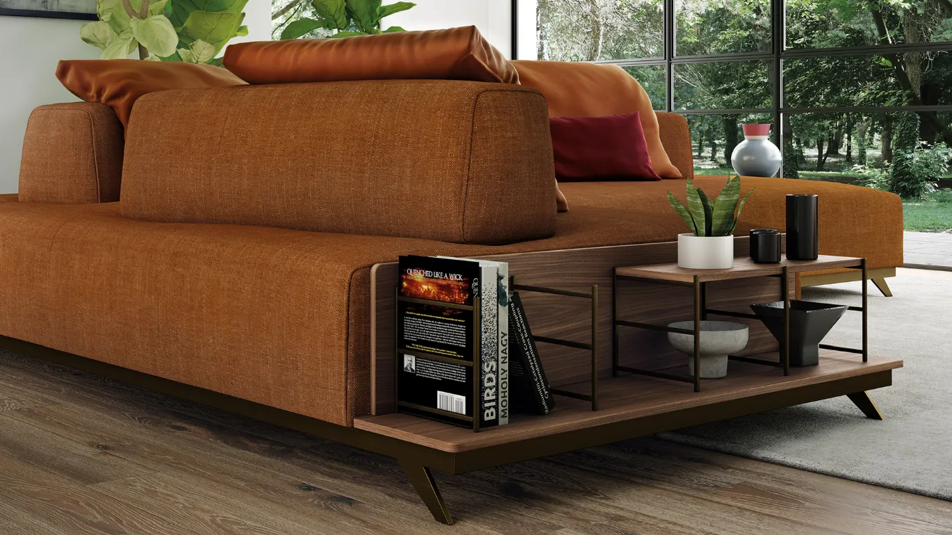 bookcase detail on Newton design sofa