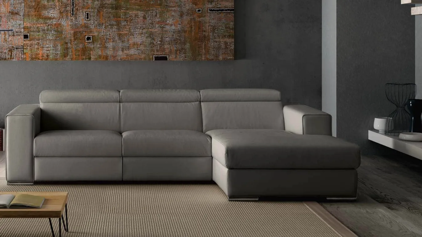 Ray black leather sofa