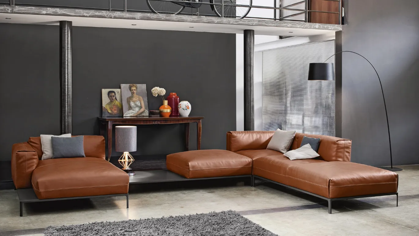 minimal sofa composition in Spencer leather