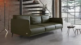 modern sofa in Stuart green leather