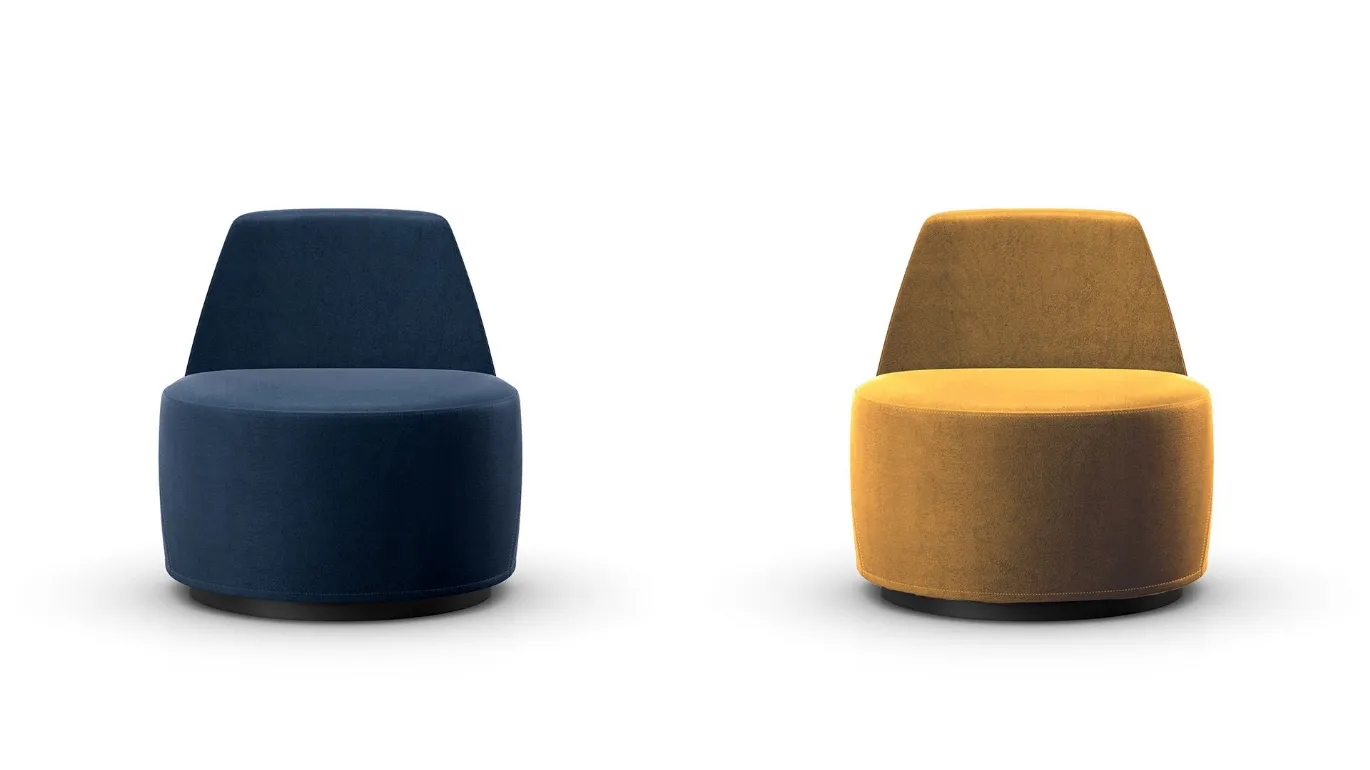 round colored armchairs